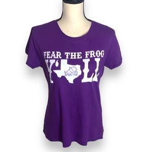 Delta TCU Fear The Frog Purple Graphic T Shirt Small 3D Design
